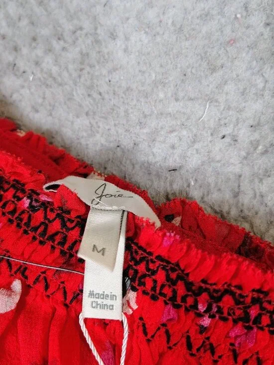 Joie Midi Dress Women's M Red Floral 100% Silk One Shoulder Asymmetrical Hem NWT - Picture 4 of 12